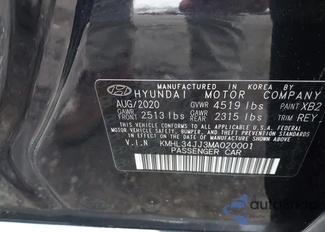2021 Hyundai Sonata Sel from USA, damaged, VIN KMHL34JJ3MA020001